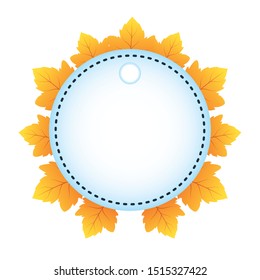 autumn circular frame with leafs decoration vector illustration design