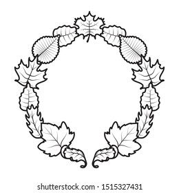 autumn circular frame with leafs decoration vector illustration design