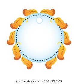autumn circular frame with leafs decoration vector illustration design