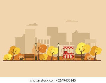 autumn in the city park, vector illustration