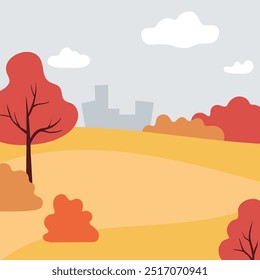 Autumn city park vector illustration