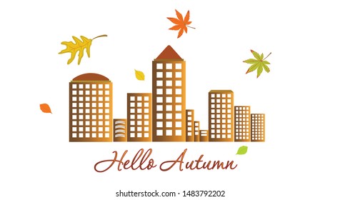 Autumn city - skyscrapers and leaves.