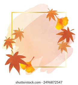 Autumn Clip art Watercolor Background of Autumn Leaves
