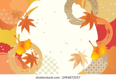 Autumn Clip art Watercolor Background of Autumn Leaves
