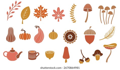 Autumn clipart, pattern background set