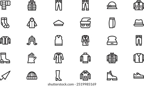 Autumn clothes and accesories icons High-Quality Vector Icons Collection with Editable Stroke. Ideal for Professional and Creative Projects.