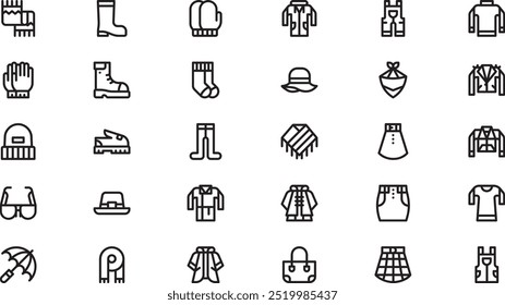 Autumn clothes and accesories icons High-Quality Vector Icons Collection with Editable Stroke. Ideal for Professional and Creative Projects.