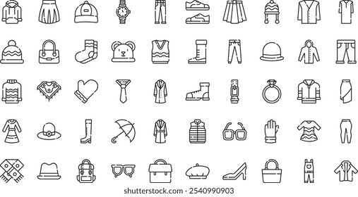 Autumn clothes and accesories icons High-Quality Vector Icons Collection with Editable Stroke. Ideal for Professional and Creative Projects.