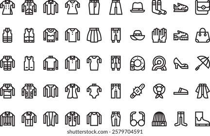 Autumn clothes and accesories icons High-Quality Vector Icons Collection with Editable Stroke. Ideal for Professional and Creative Projects