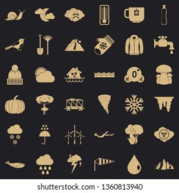 Autumn cloud icons set. Simple style of 36 autumn cloud vector icons for web for any design