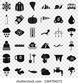 Autumn cloud icons set. Simple style of 36 autumn cloud vector icons for web for any design