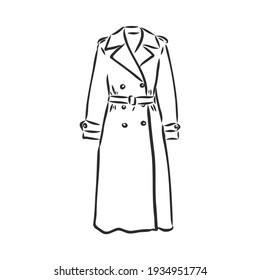 Autumn coat hand drawn vector illustration. Raincoat sketch design element isolated on white background. Fashion fall season clothing. autumn coat, vector sketch illustration