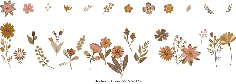 Flores de Vector de color café de otoño