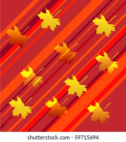 Autumn cold wind breaking leaves. Vector background.