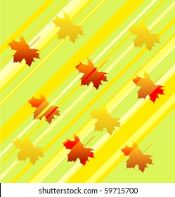 Autumn cold wind breaking leaves. Vector background.