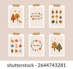 Autumn collection, autumn cozy set, design for posters, banner, greeting cards, stickers, sale