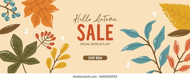 Autumn collection, autumn cozy set, design for posters, banner, greeting cards, stickers, sale