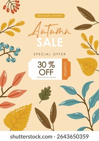 Autumn collection, autumn cozy set, design for posters, banner, greeting cards, stickers, sale