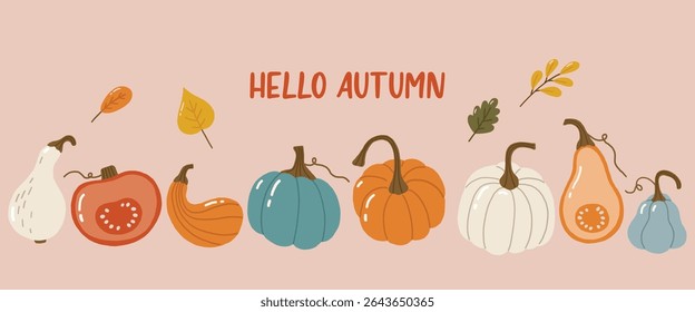 Autumn collection, autumn cozy set, design for posters, banner, greeting cards, stickers, sale