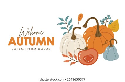 Autumn collection, autumn cozy set, design for posters, banner, greeting cards, stickers, sale