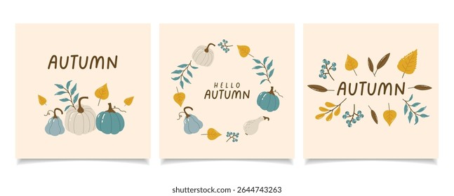 Autumn collection, autumn cozy set, design for posters, banner, greeting cards, stickers, sale