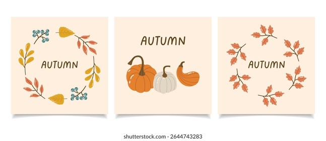 Autumn collection, autumn cozy set, design for posters, banner, greeting cards, stickers, sale