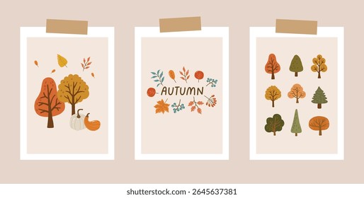 Autumn collection, autumn cozy set, design for posters, banner, greeting cards, stickers, sale
