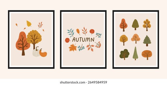 Autumn collection, autumn cozy set, design for posters, banner, greeting cards, stickers, sale