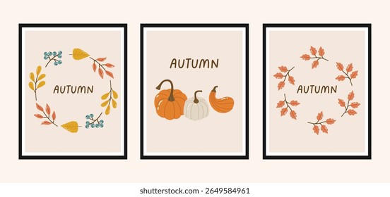 Autumn collection, autumn cozy set, design for posters, banner, greeting cards, stickers, sale