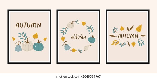 Autumn collection, autumn cozy set, design for posters, banner, greeting cards, stickers, sale