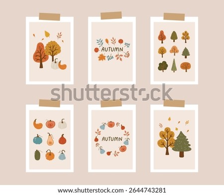 Autumn collection, autumn cozy set, design for posters, banner, greeting cards, stickers, sale
