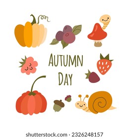 Autumn collection flat style. Vector illustration.