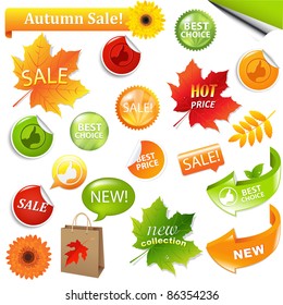 Autumn Collection Sale Elements, Vector Illustration