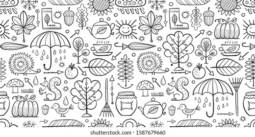 Autumn collection, seamless pattern for your design. Vector illustration