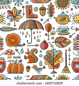Autumn collection, seamless pattern for your design. Vector illustration