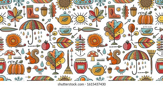 Autumn collection, seamless pattern for your design. Vector illustration