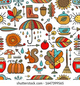 Autumn collection, seamless pattern for your design. Vector illustration