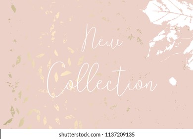 Autumn collection trendy chic gold blush background for social media, advertising, banner, invitation card, wedding, fashion header
