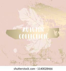 Autumn collection trendy chic gold blush background for social media, advertising, banner, invitation card, wedding, fashion header