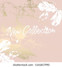 Autumn collection trendy chic gold blush background for social media, advertising, banner, invitation card, wedding, fashion header