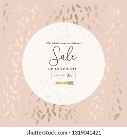 Autumn collection trendy chic gold blush background for social media, advertising, banner, invitation card, wedding, fashion header