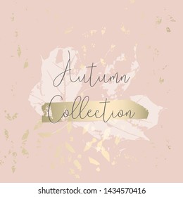 Autumn collection trendy chic gold blush background for social media, advertising, banner, invitation card, wedding, fashion header
