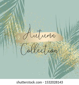 Autumn collection trendy chic gold blush background for social media, advertising, banner, invitation card, wedding, fashion header