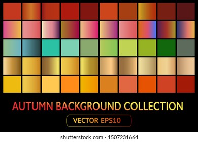 Autumn color background set vector texture. Gradient illustration collection can used for leaves, flyers, leaf, banners or posters