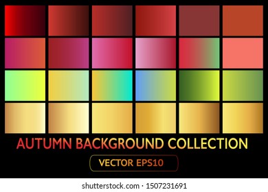 Autumn color background set vector texture. Gradient illustration collection can used for leaves, flyers, leaf, banners or posters
