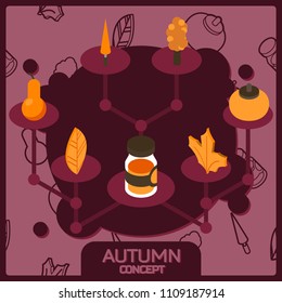 Autumn color concept isometric icons. Vector illustration, EPS 10