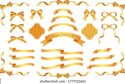 Autumn Color Elegant Ribbon Set-Gold-Red Gold