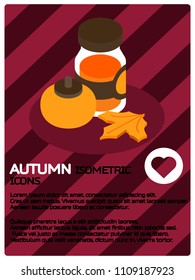 Autumn color isometric poster. Vector illustration, EPS 10