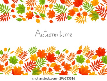 Autumn color leaves on white background