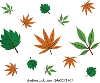 Autumn color leaves silhouette, fall floral natural vector set